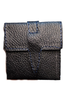Κλειδοθήκη - Πορτοφολάκι απο μαυρο δέρμα μοσχαριού με "πορους"