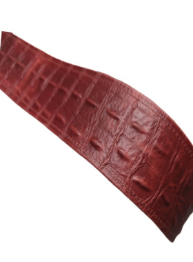 Κροκόδειλος (σταμπα), κοκκινοκοραλί, σε δερμα μοσχαριου