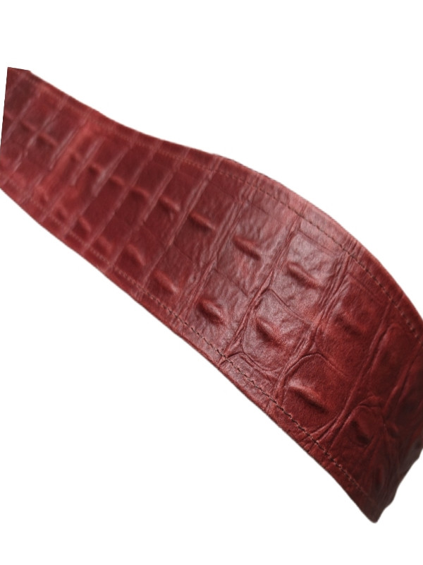 Κροκόδειλος (σταμπα), κοκκινοκοραλί, σε δερμα μοσχαριου