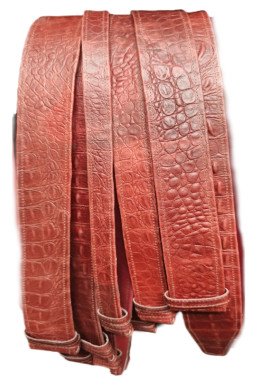 Κροκόδειλος (σταμπα), κοκκινοκοραλί, σε δερμα μοσχαριου