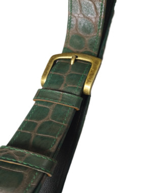 Χελώνα μοτίβο, πράσινο πετρωτό δερμάτινη ζώνη