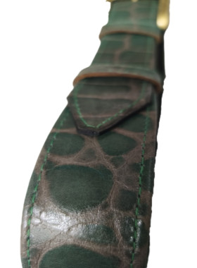 Χελώνα μοτίβο, πράσινο πετρωτό δερμάτινη ζώνη