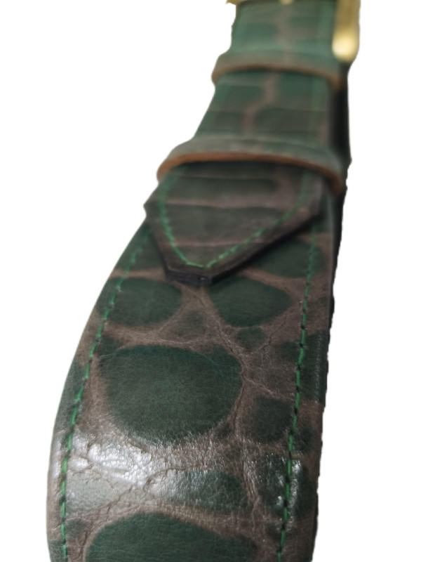 Χελώνα μοτίβο, πράσινο πετρωτό δερμάτινη ζώνη