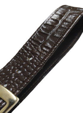 Κροκόδειλος στάμπα, καφέ σκουρα, πολύ αναγλυφη δερμάτινη ζωνη