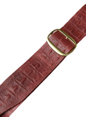 Κροκόδειλος (σταμπα), κοκκινοκοραλί, σε δερμα μοσχαριου