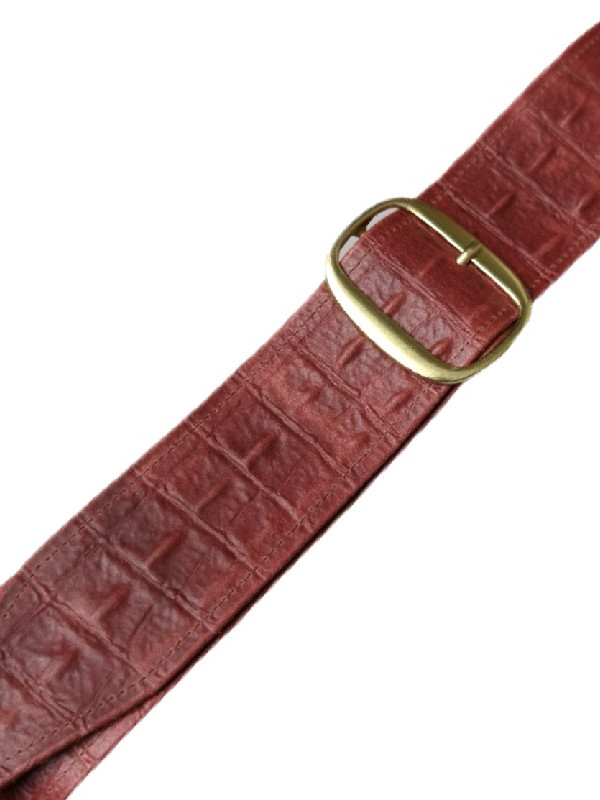 Κροκόδειλος (σταμπα), κοκκινοκοραλί, σε δερμα μοσχαριου