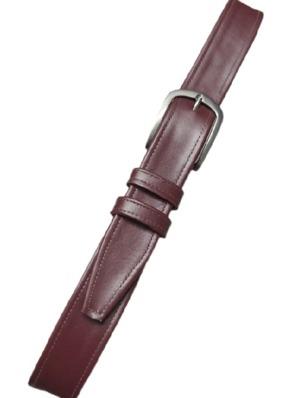 Μπορντό μεσαίο λεία δερμάτινη ζώνη