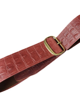 Κροκόδειλος (σταμπα), κοκκινοκοραλί, σε δερμα μοσχαριου