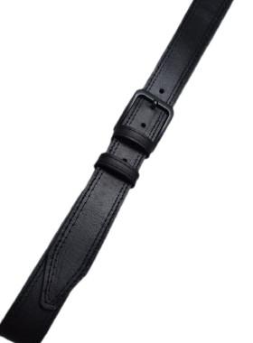 Μαυρη δερμάτινη ζώνη + μαύρη αγκραφα + διπλό μαυρο γαζί