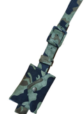 Στρατιωτικό τύπωμα δερμάτινη ζώνη + πορτοφολακι + βραχιολακι σετ