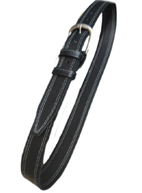 Μαυρη δερμάτινη ζωνη με τρία γαζιά