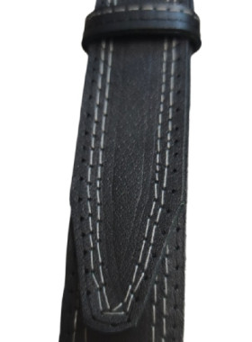 Μαυρη δερμάτινη ζωνη με τρία γαζιά