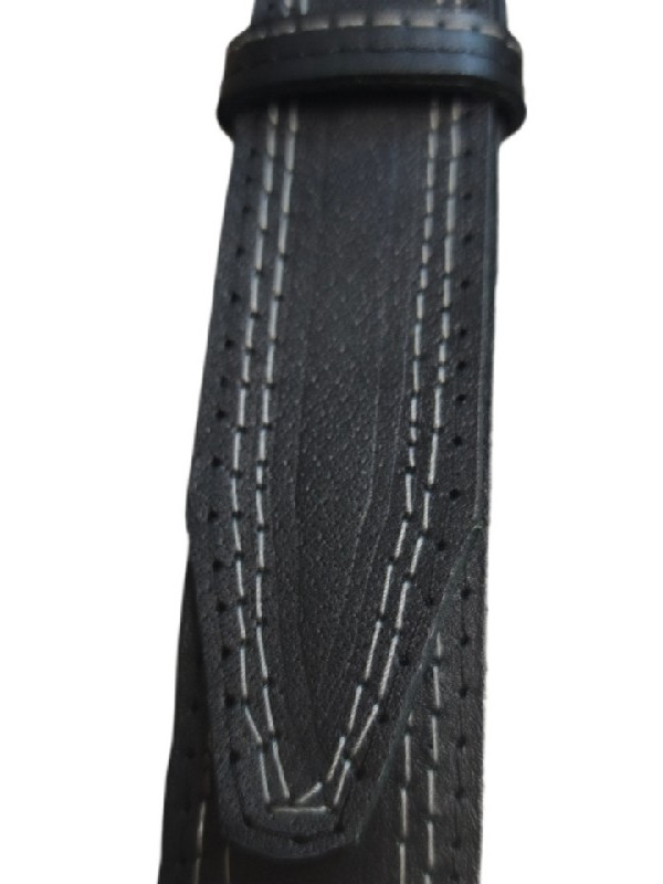 Μαυρη δερμάτινη ζωνη με τρία γαζιά