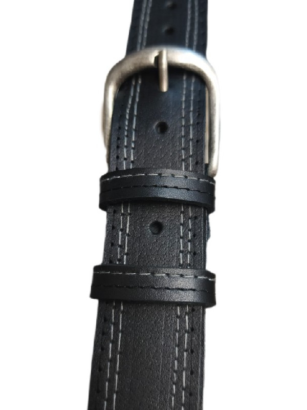 Μαυρη δερμάτινη ζωνη με τρία γαζιά