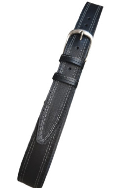 Μαυρη δερμάτινη ζωνη με τρία γαζιά