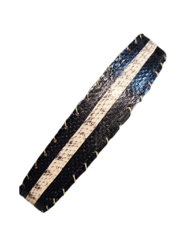 Φίδινη ζώνη από μαύρο και εκρου νερόφιδο