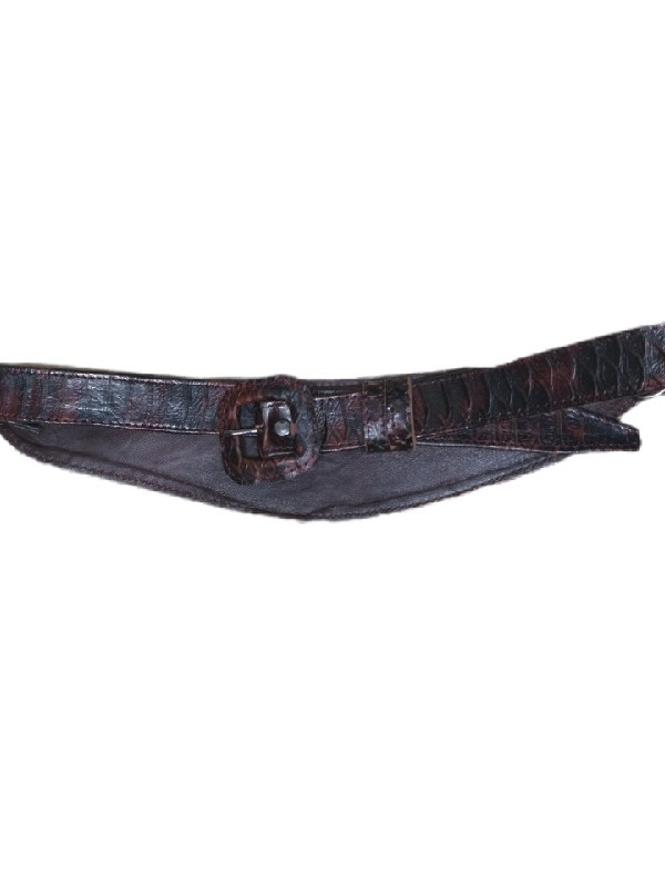 "Φίδινες" αναγλυφες φολίδες μπορντό-μαύρες απο μοσχάρι δερμάτινη ζωνη