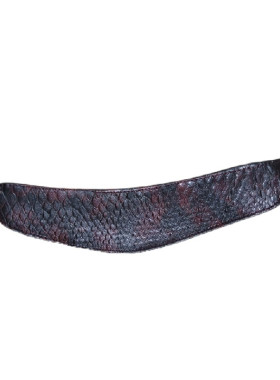 "Φίδινες" αναγλυφες φολίδες μπορντό-μαύρες απο μοσχάρι δερμάτινη ζωνη