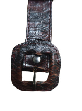 "Φίδινες" αναγλυφες φολίδες μπορντό-μαύρες απο μοσχάρι δερμάτινη ζωνη