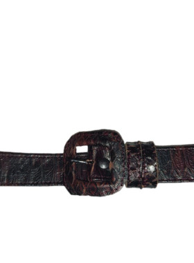 "Φίδινες" αναγλυφες φολίδες μπορντό-μαύρες απο μοσχάρι δερμάτινη ζωνη