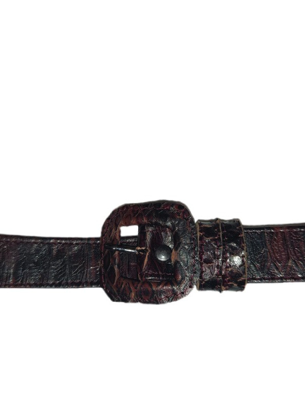 "Φίδινες" αναγλυφες φολίδες μπορντό-μαύρες απο μοσχάρι δερμάτινη ζωνη