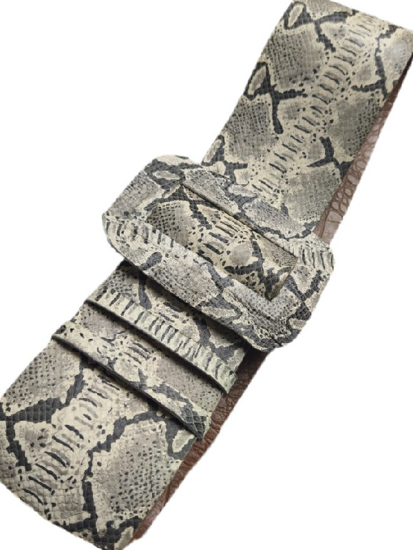 Φίδι στάμπα δερμάτινη ζώνη με ντυμένη αγκράφα φάρδους 10 εκ