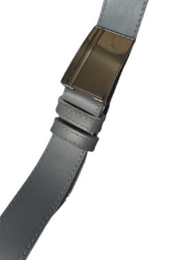 Γκρί μεσαίο λεία δερμάτινη ζωνη