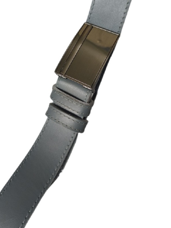 Γκρί μεσαίο λεία δερμάτινη ζωνη