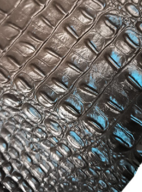 Κροκόδειλος στάμπα, καφέ σκουρα, πολύ αναγλυφη δερμάτινη ζωνη