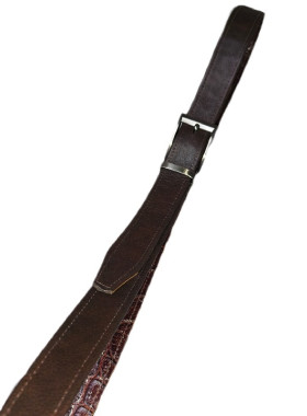 Καφέ σκούρα δερμάτινη ζώνη ημιμάτ