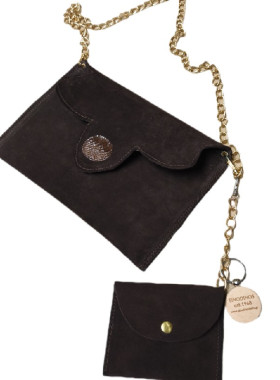 Καφέ καστόρ τσαντάκι + πορτοφολάκι