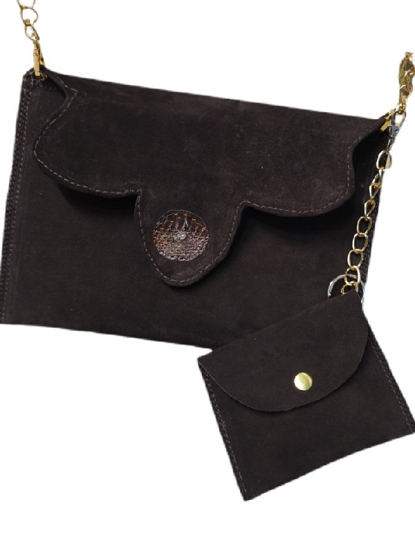 Καφέ καστόρ τσαντάκι + πορτοφολάκι