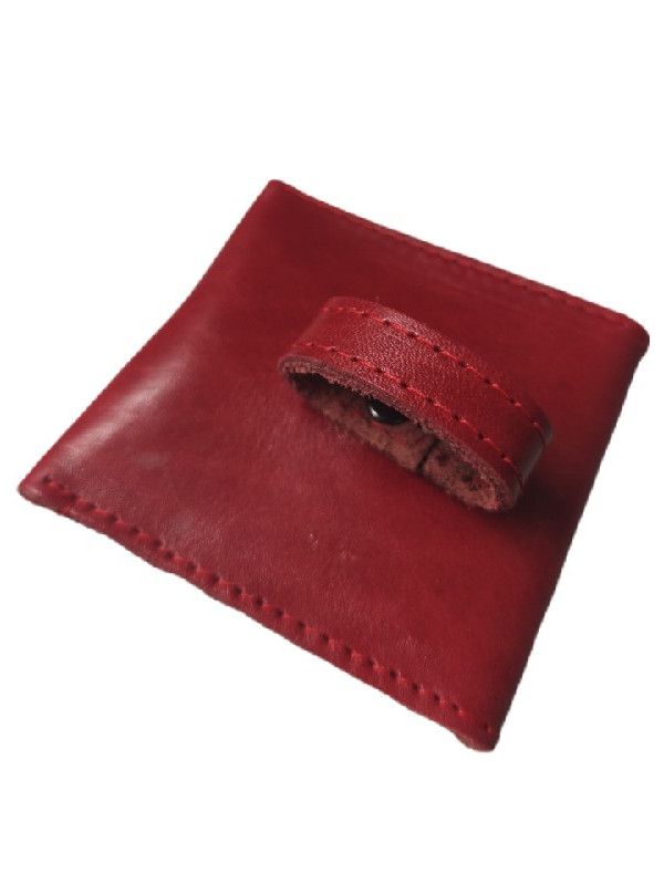 Κόκκινη δερμάτινη ζωνη με ασορτί πορτοφολάκι