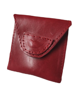 Κόκκινη δερμάτινη ζωνη με ασορτί πορτοφολάκι