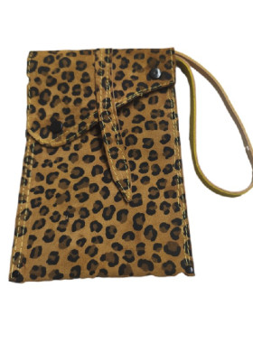 Λεοπαρ δερμάτινο τσαντακι για το κινητο