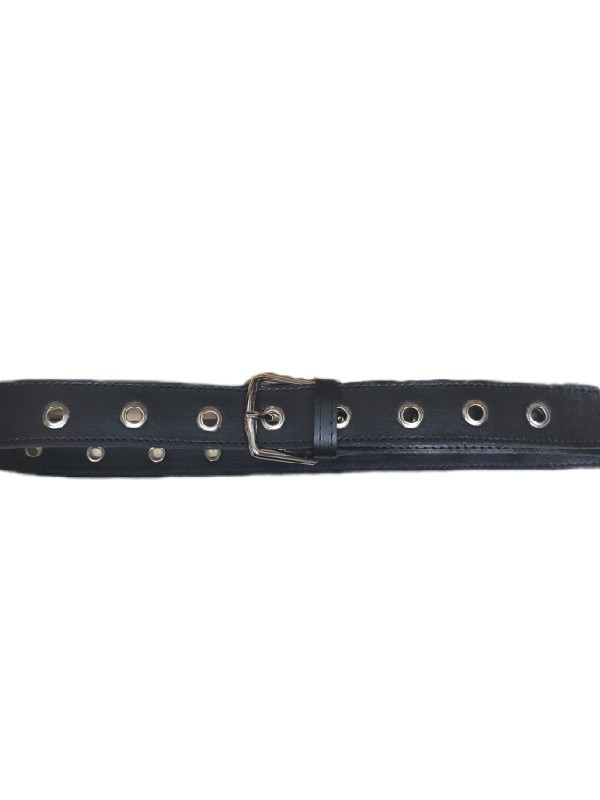 Μαύρη δερμάτινη ζώνη με τρουκς με τρύπα