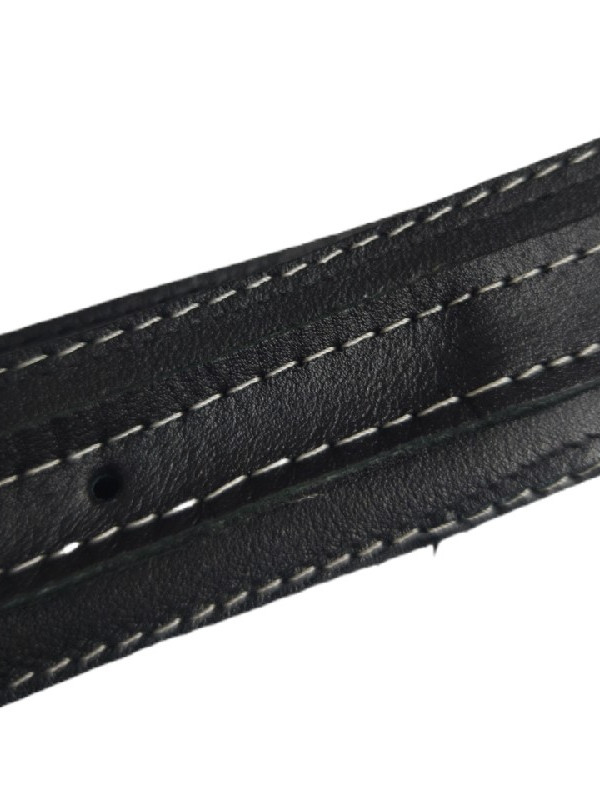 Μαύρη δερμάτινη ζώνη με λευκό γαζί και εξτρα σχεδιο