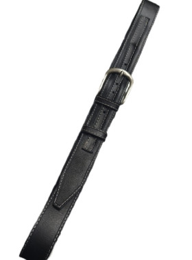 Μαύρη δερμάτινη ζώνη με λευκό γαζί και εξτρα σχεδιο