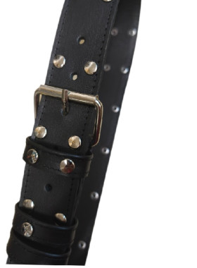 Μαυρη με ασημι τρουκς δερμάτινη ζωνη