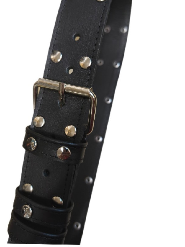 Μαυρη με ασημι τρουκς δερμάτινη ζωνη