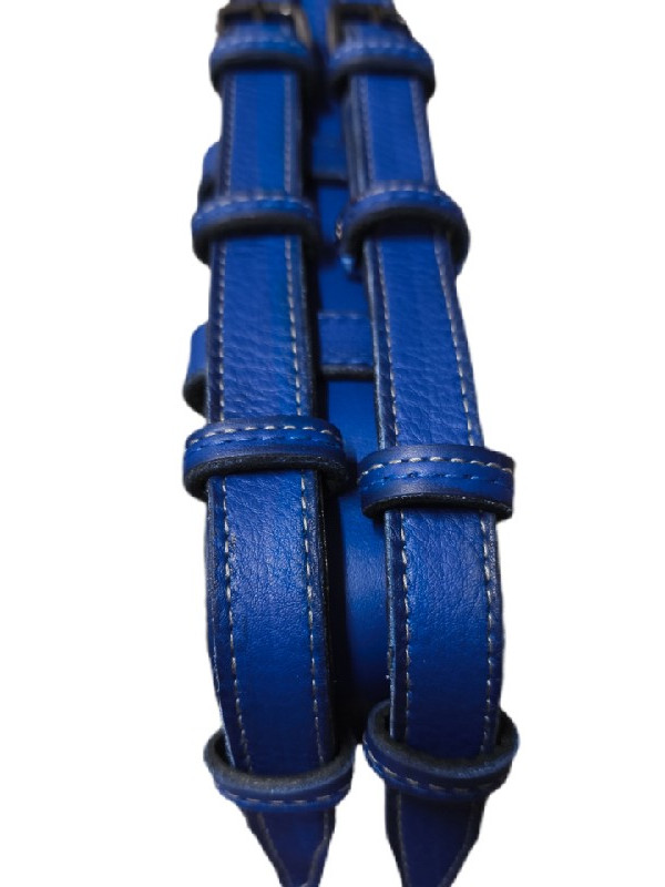 Μπλέ φαρδιά ζώνη με 2 λουράκια