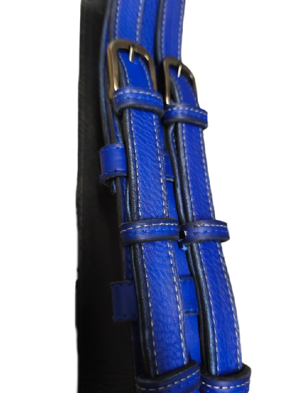 Μπλέ φαρδιά ζώνη με 2 λουράκια