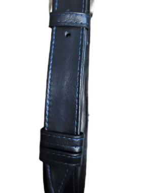 Μπλε σκούρα δερμάτινη ζωνη με ελεκτρικ γαζι