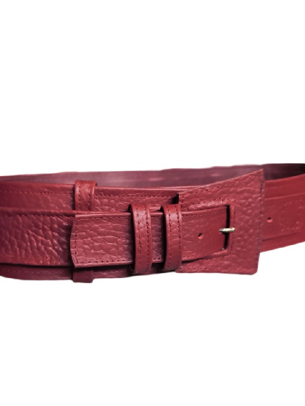 Μπορντο με εντονους χονδρούς "πορους" δερματινη ζωνη