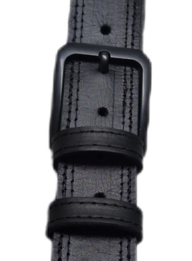 Μαυρη δερμάτινη ζώνη + μαύρη αγκραφα + διπλό μαυρο γαζί