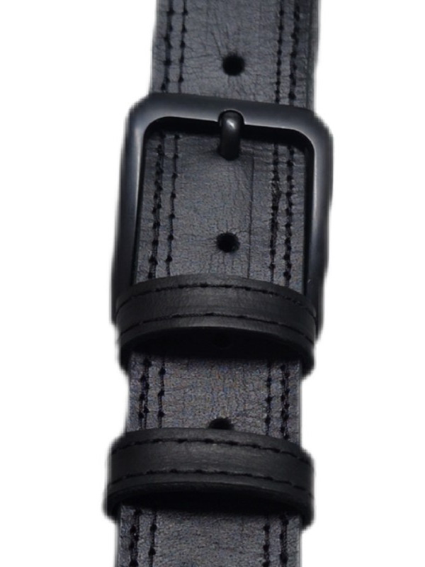 Μαυρη δερμάτινη ζώνη + μαύρη αγκραφα + διπλό μαυρο γαζί