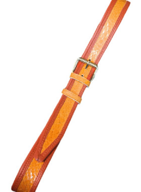 Πορτοκαλί με φολίδες "φιδιού" και κόκκινο ρελι δερμάτινη ζώνη