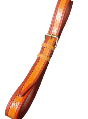 Πορτοκαλί με φολίδες "φιδιού" και κόκκινο ρελι δερμάτινη ζώνη