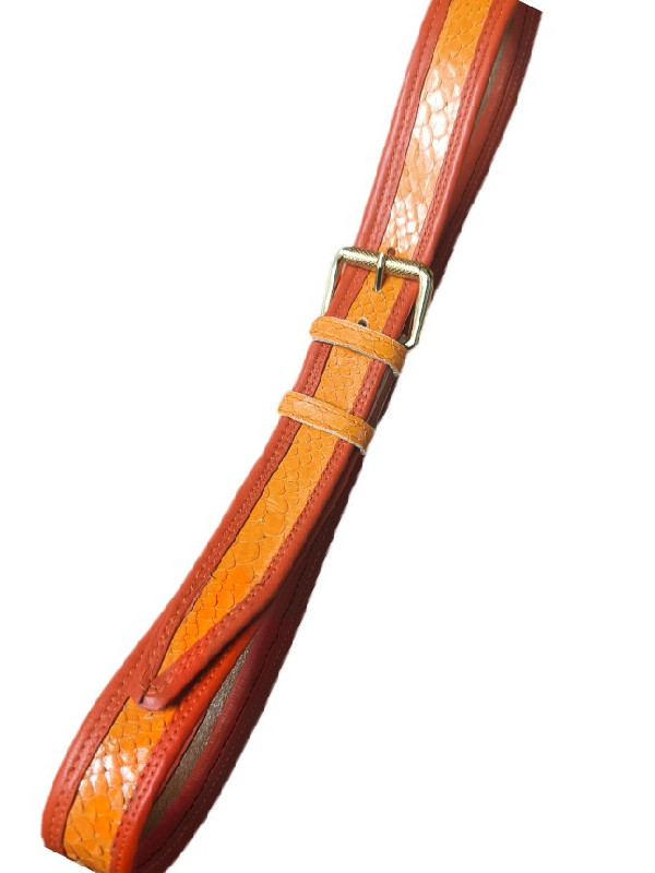 Πορτοκαλί με φολίδες "φιδιού" και κόκκινο ρελι δερμάτινη ζώνη