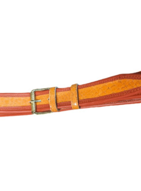 Πορτοκαλί με φολίδες "φιδιού" και κόκκινο ρελι δερμάτινη ζώνη